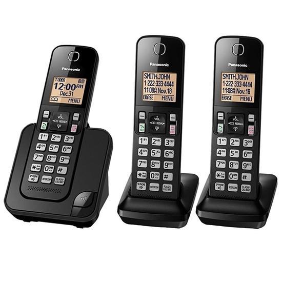 Miniatura Telefone Panasonic Sem Fio Kx-Tgc353 Com 3 Bases De 110V Sem - Sem fio - Telefone - Panasonic - Telefone Panasonic Sem Fio Kx. - 2 ramais - Ca