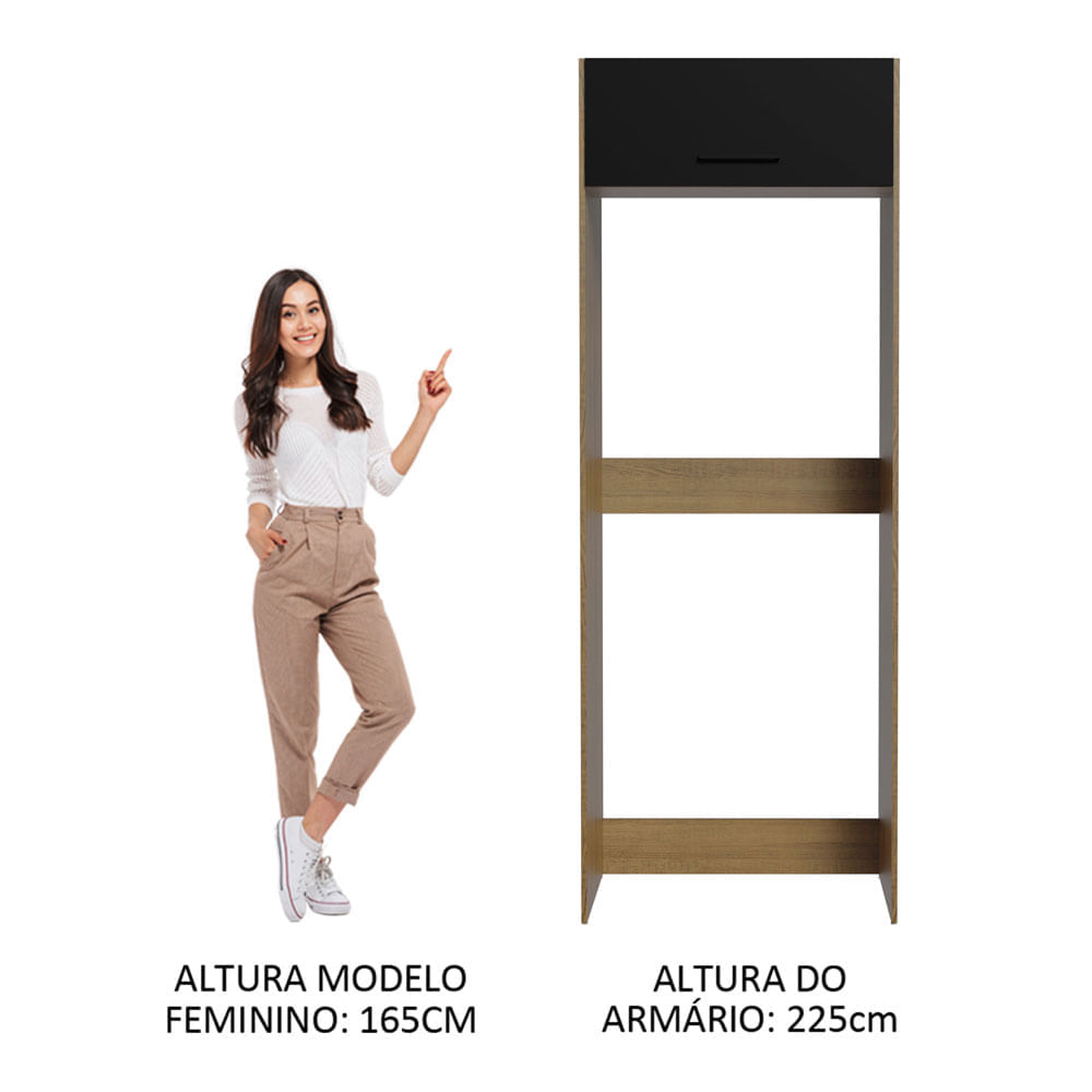 Porta Geladeira Madesa Agata 1 Porta Basculante Rustic/Preto Cor:Rustic/Preto