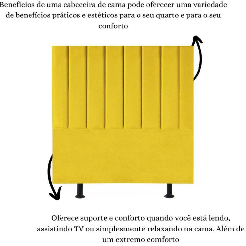 Miniatura Cabeceira De Cama Queen Box 160 Cm Karla Carla Suede Cor:amarelo
