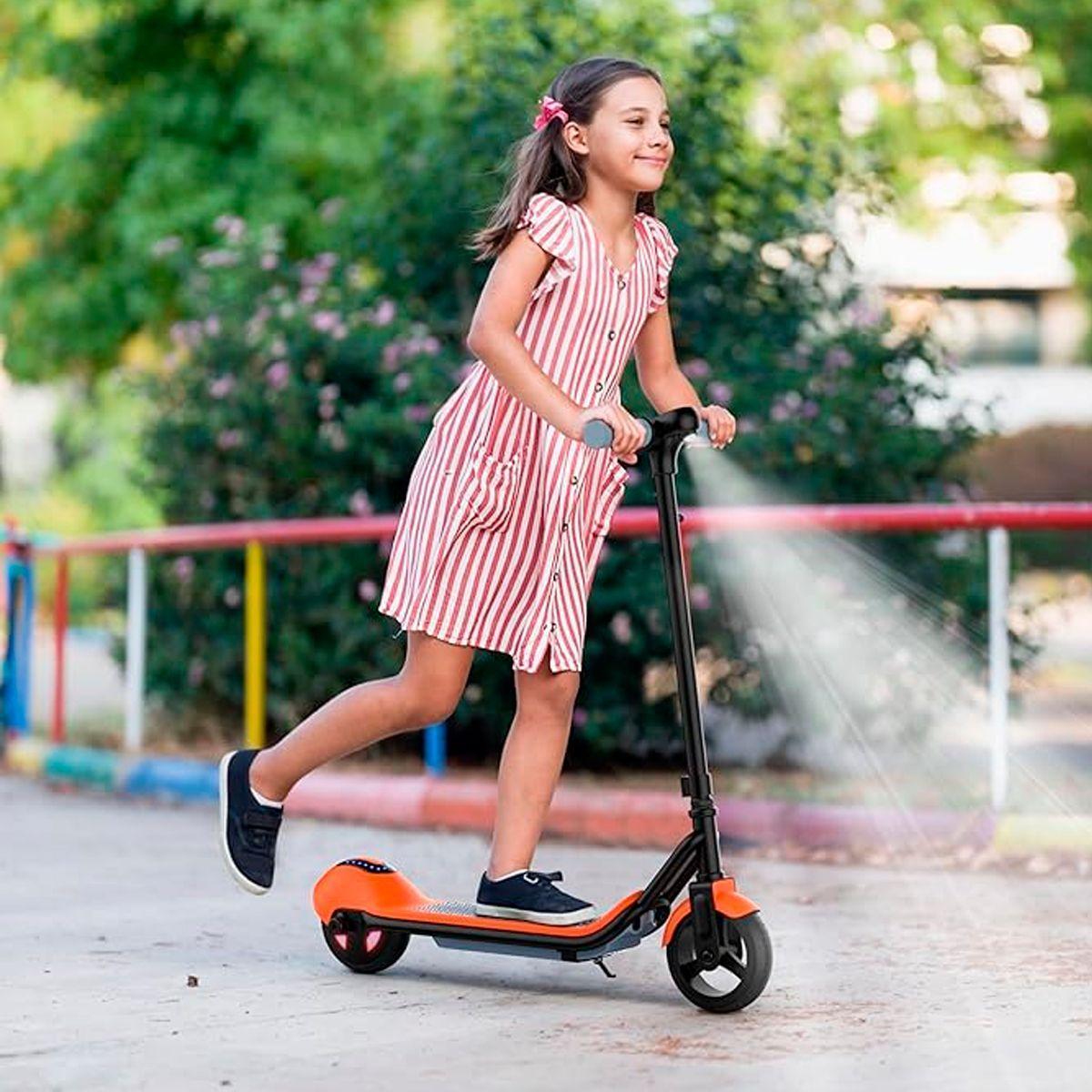 Miniatura Patinete Elétrico Infantil Portátil Bluetooth Led Laranja