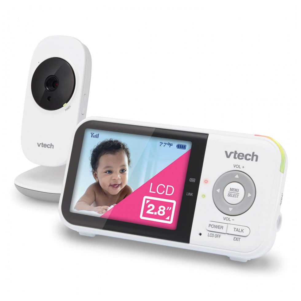 Miniatura Babá Eletrônica VTech VM819 Alcance 90 m2, Monitor 270º com Sensor de Temperatura e Canções, Branco