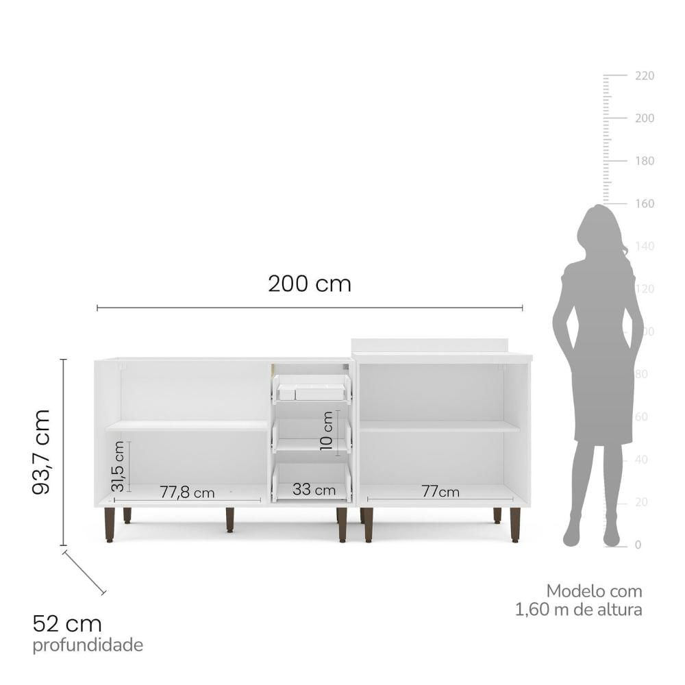 Miniatura Cozinha Pérola 2 Peças Balcão 2 Gavetas 3 Portas e Balcão 2 Portas Yescasa Branco/Preto