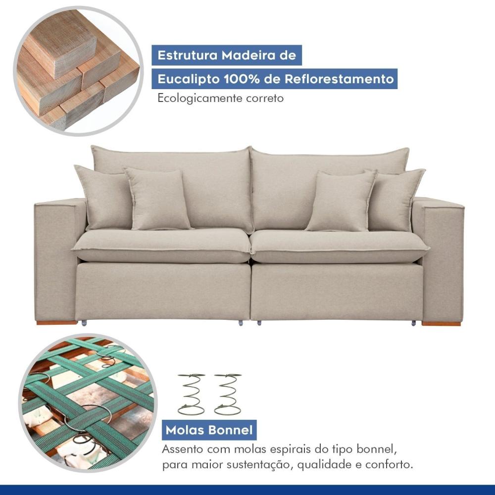 Miniatura Sofá Retrátil 240cm Barcelona Veludo/Bege Claro