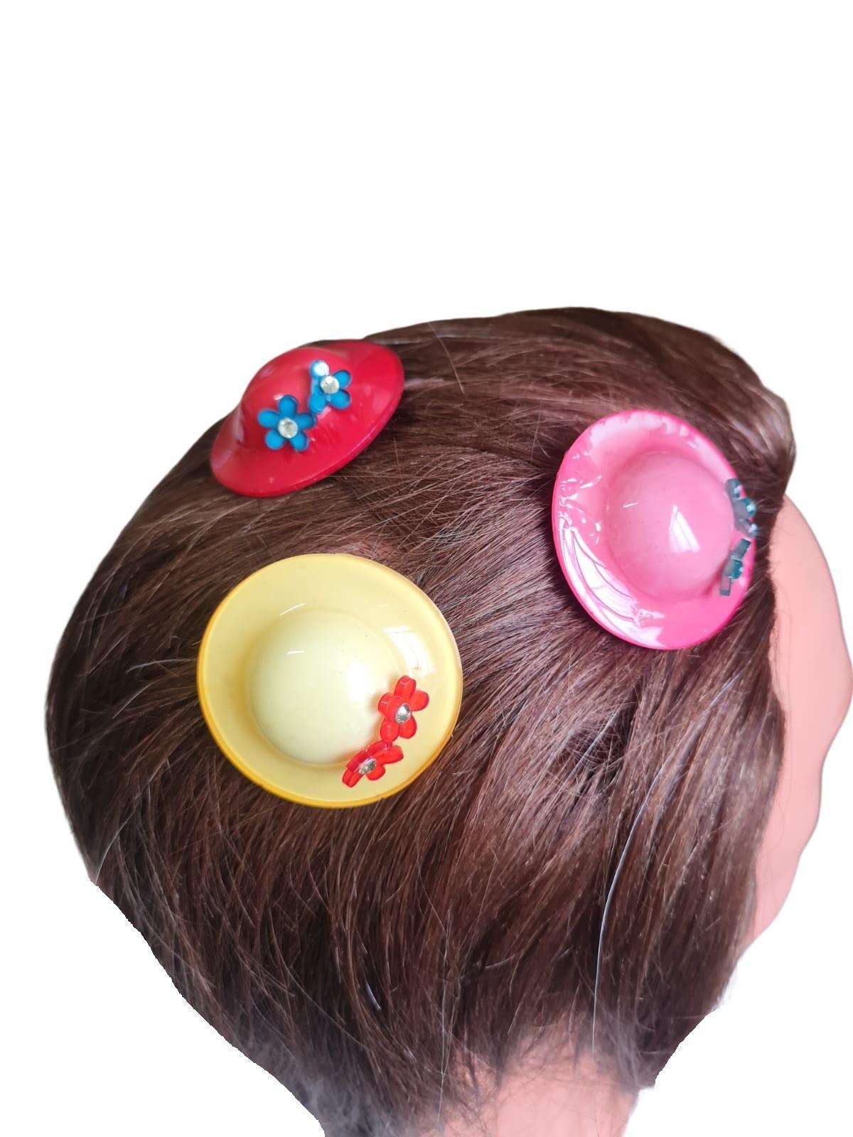 Presilha Acessório Cabelo Infantil Formato Chapeuzinho-6Un