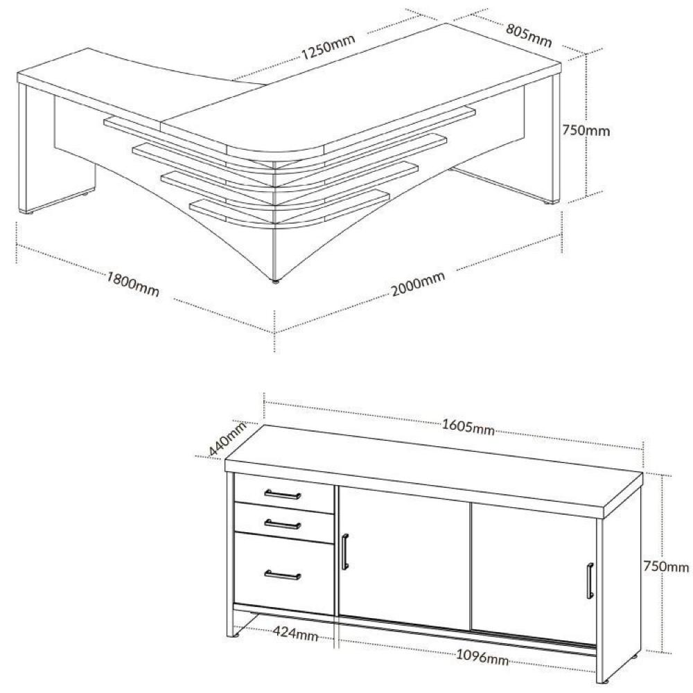 Conjunto Consultório de Psicologia e Terapia 2 Peças Mesa Diretor em L com Balcão Artany Carvalho