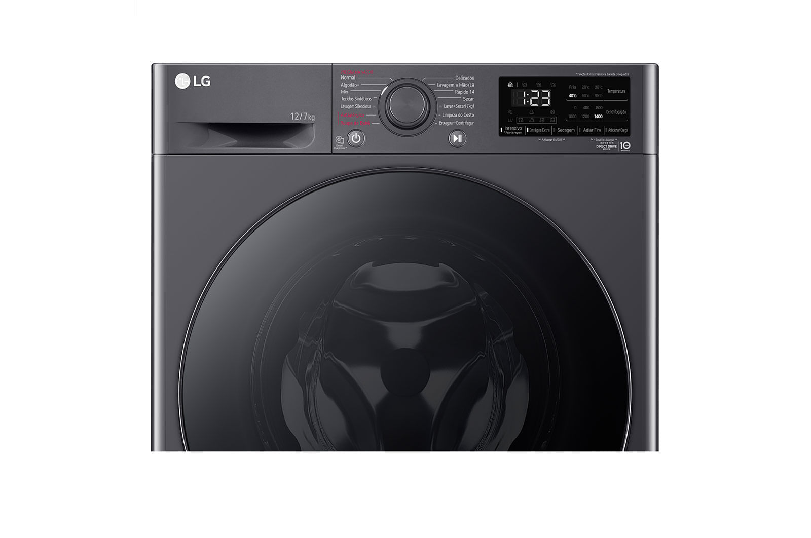 Lava e Seca LG VC5 12kg Titanium com Inteligência Artificial AIDD™ (CV3012MC5A) - 220v