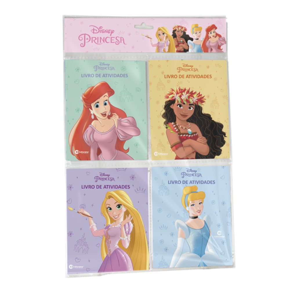 Miniatura Livro de Atividades Disney Princesas com 4 Mini Livros