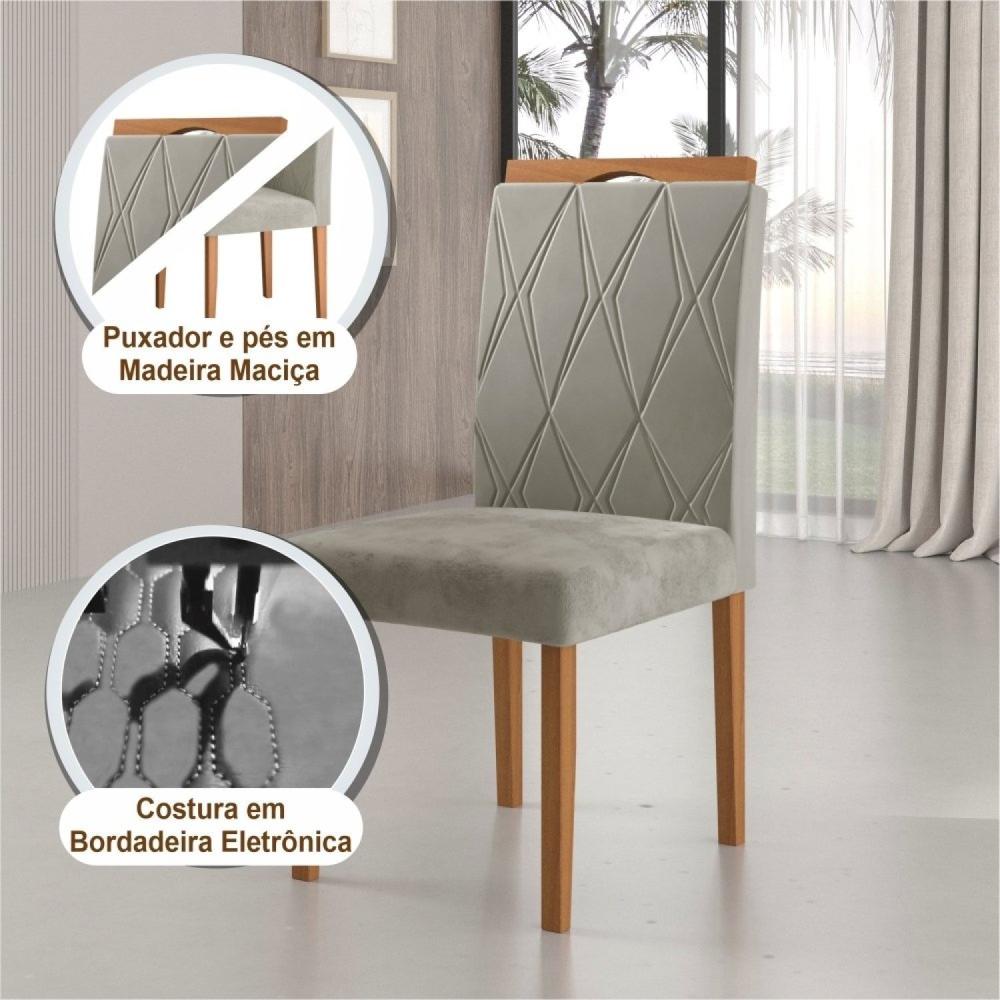 Kit 4 Cadeiras com Puxador 02 Madenova Móveis Bege/Mel