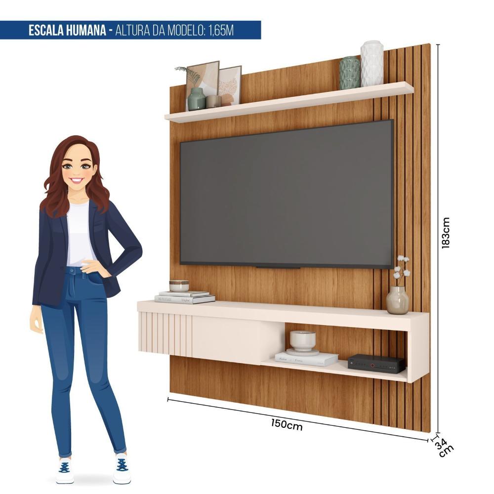 Miniatura Painel para Tv até 55 Polegadas Safira Freijó/Off White