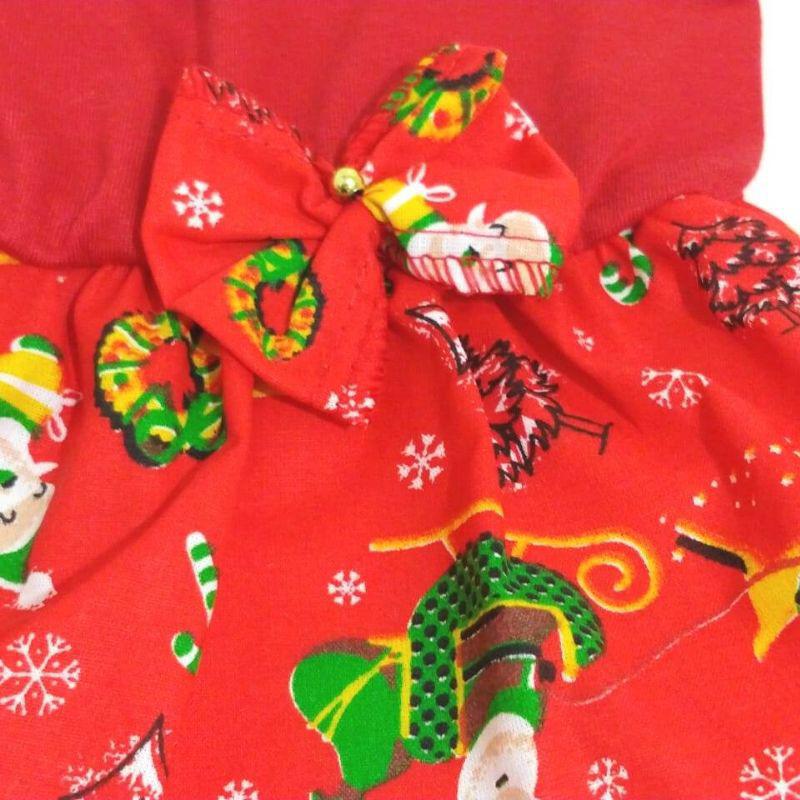 Miniatura Vestido De Natal Para Cachorro Saia Vermelha - Tamanho P