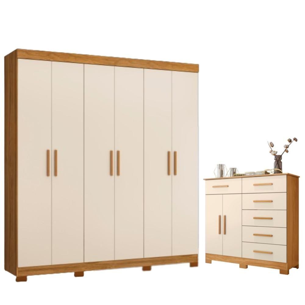 Miniatura Conjunto Guarda Roupa E Cômoda Pucon Carvalho Grife Off White