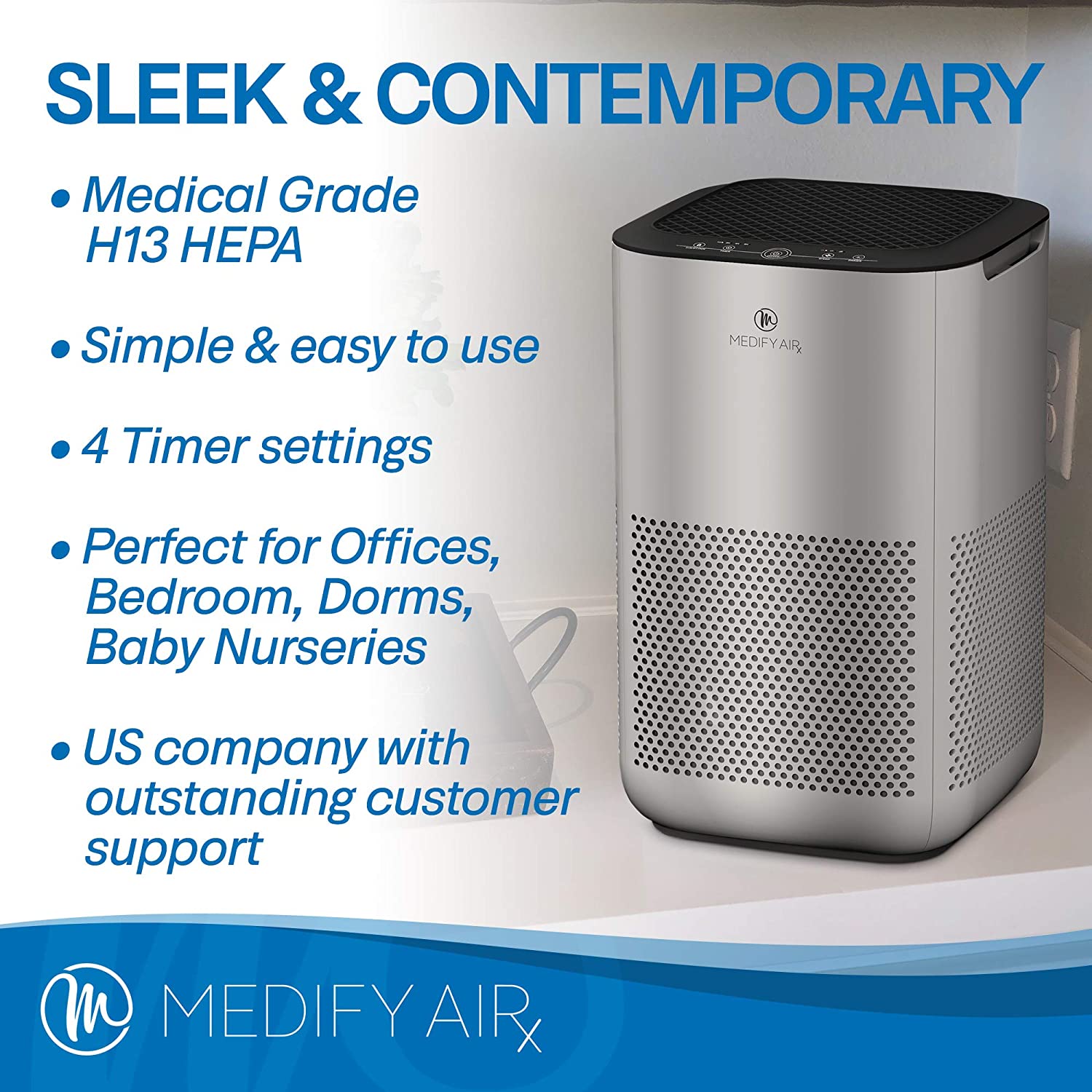 Purificador de Ar Medify Air MA15 Filtro HEPA H13 3 em 1 Até 30m Cinza 110V