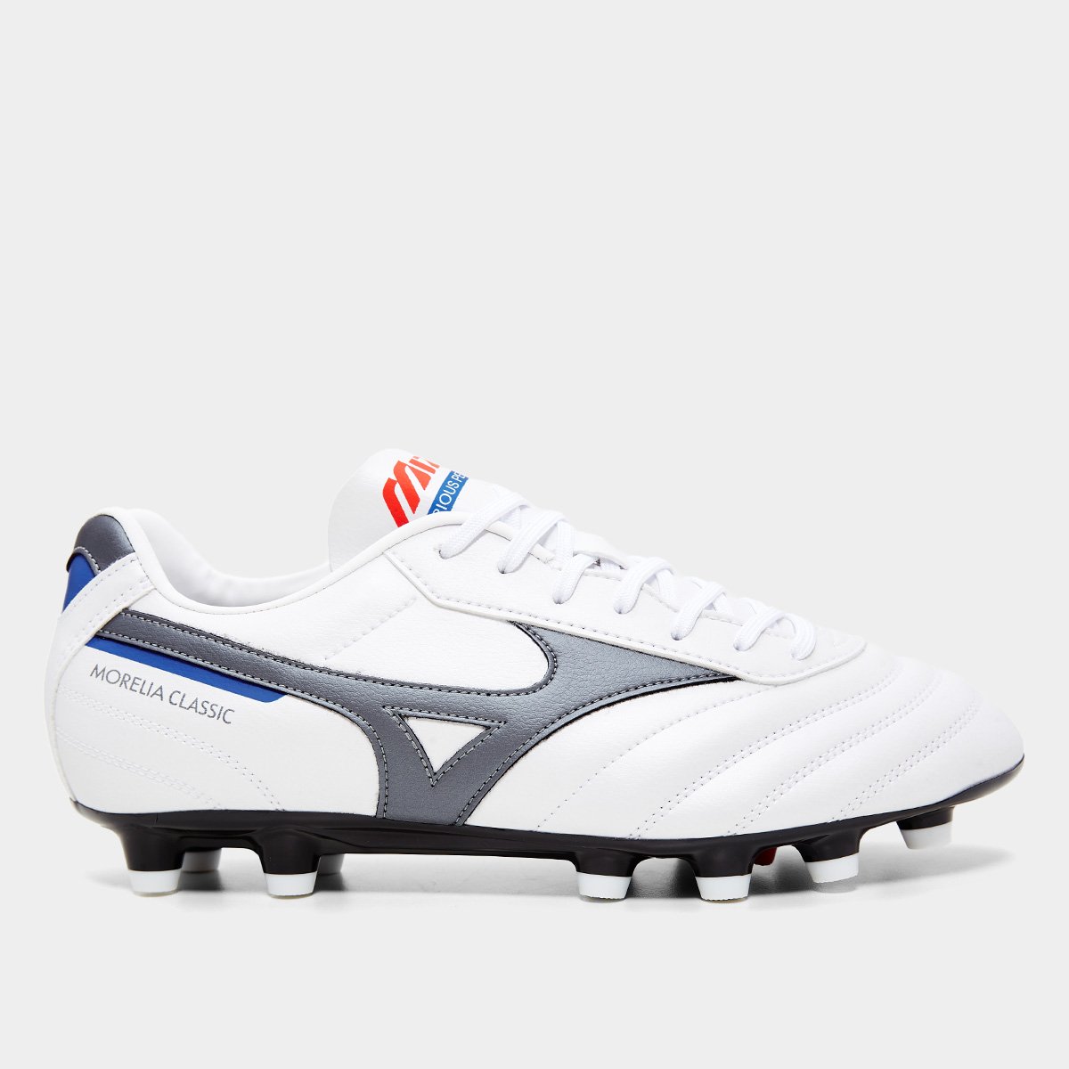 Miniatura Chuteira Campo Mizuno Morelia Classic Unissex Branco+Chumbo - 38