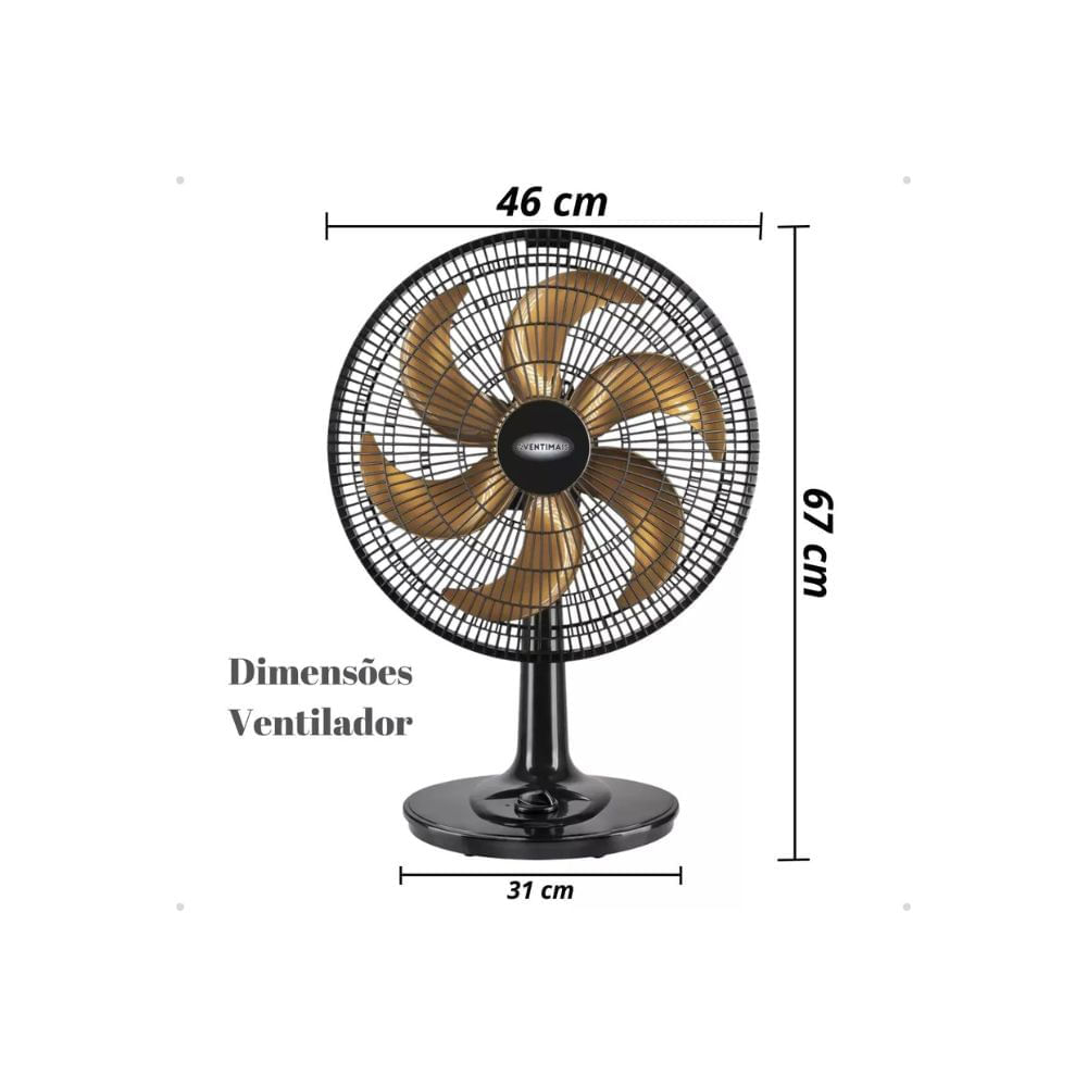 Miniatura Ventilador de Mesa 40cm Ventimais Turbo 3 Vel Preto/Bronze 220v 220V