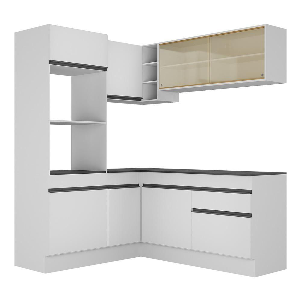 Miniatura Armário De Cozinha Completa De Canto Mp2098.964 Branco/Preto