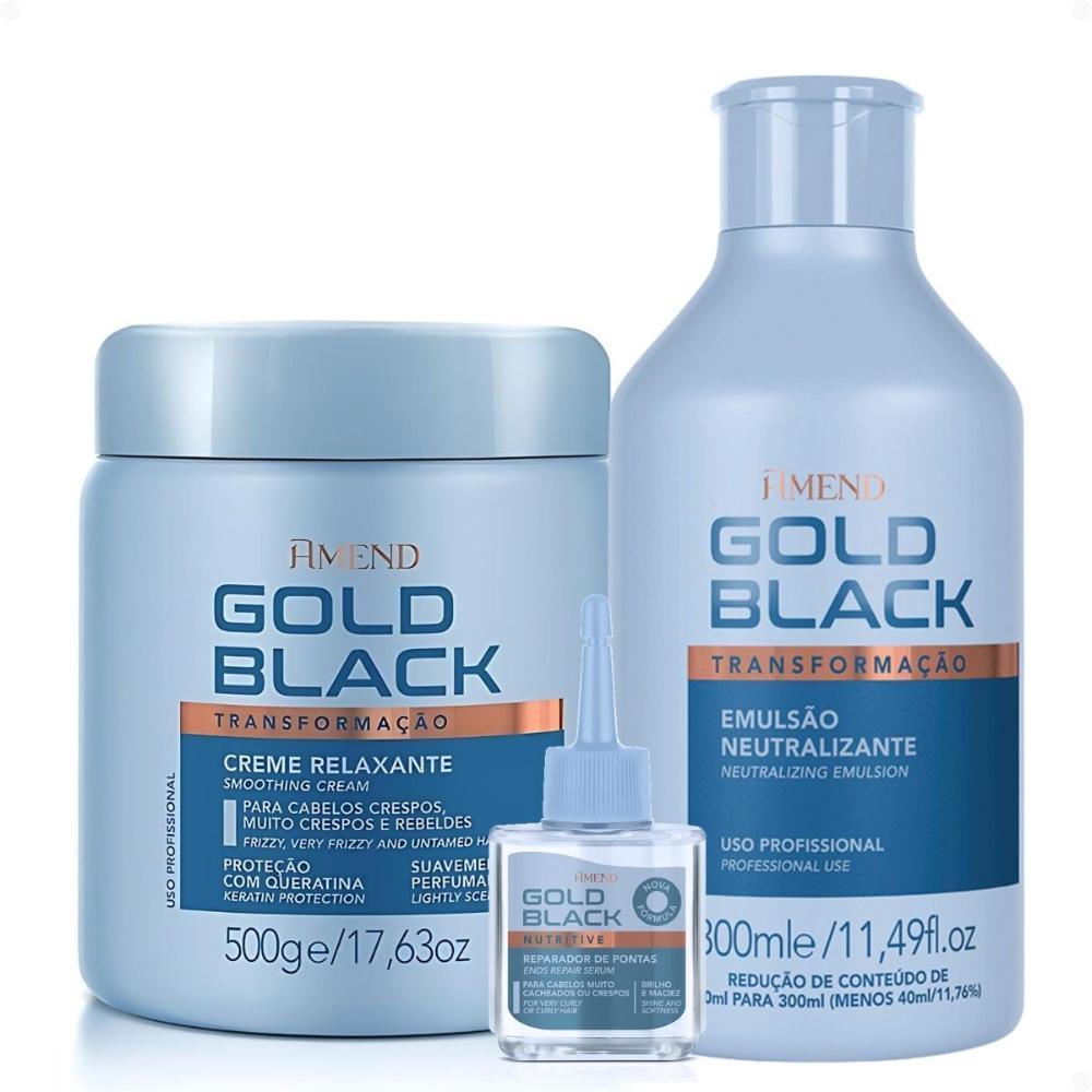 Miniatura Kit Amend Gold Black Creme Amônia, Neutralizante E Reparador