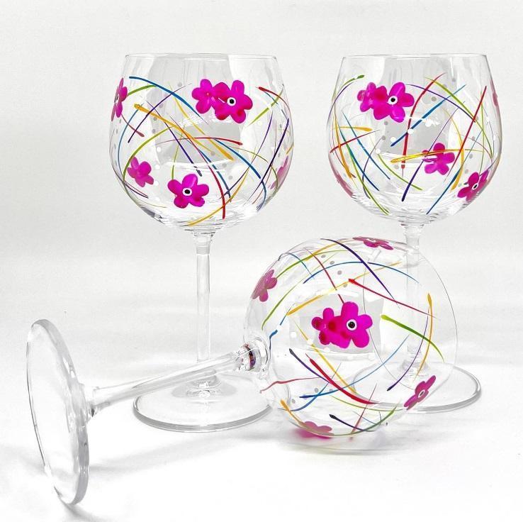 Miniatura Taça De Gin Pintada À Mão Cristal Bohemia