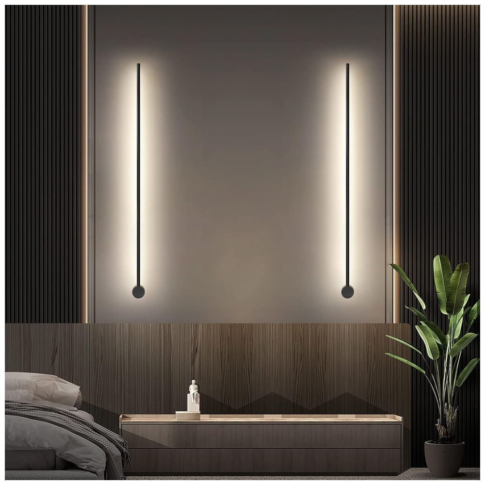 Conjunto de Luminária de Parede com Fio, Estilo Moderno, Tamanho 60 cm e 2 Peças, Adequada para Quarto, Sala de Estar e Cozinha, 110V, Mikeru, Preta 110v