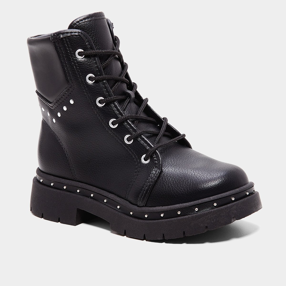 Miniatura Bota Coturno Infantil Molekinha Tratorada Menina Preto - 30