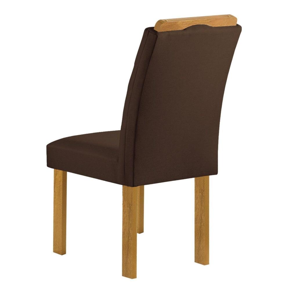 Conjunto Mesa Melina 120cmx90cm com 4 Cadeiras Carolina Tampo Smart Plus com Vidro Cinamomo/Off White/Marrom