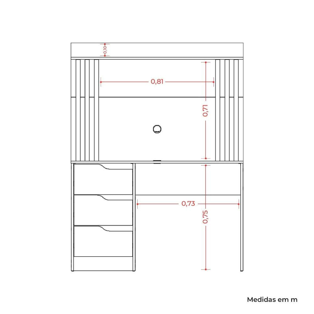 Escrivaninha com Painel Doble120x159x46 cm Cinamomo/Off White