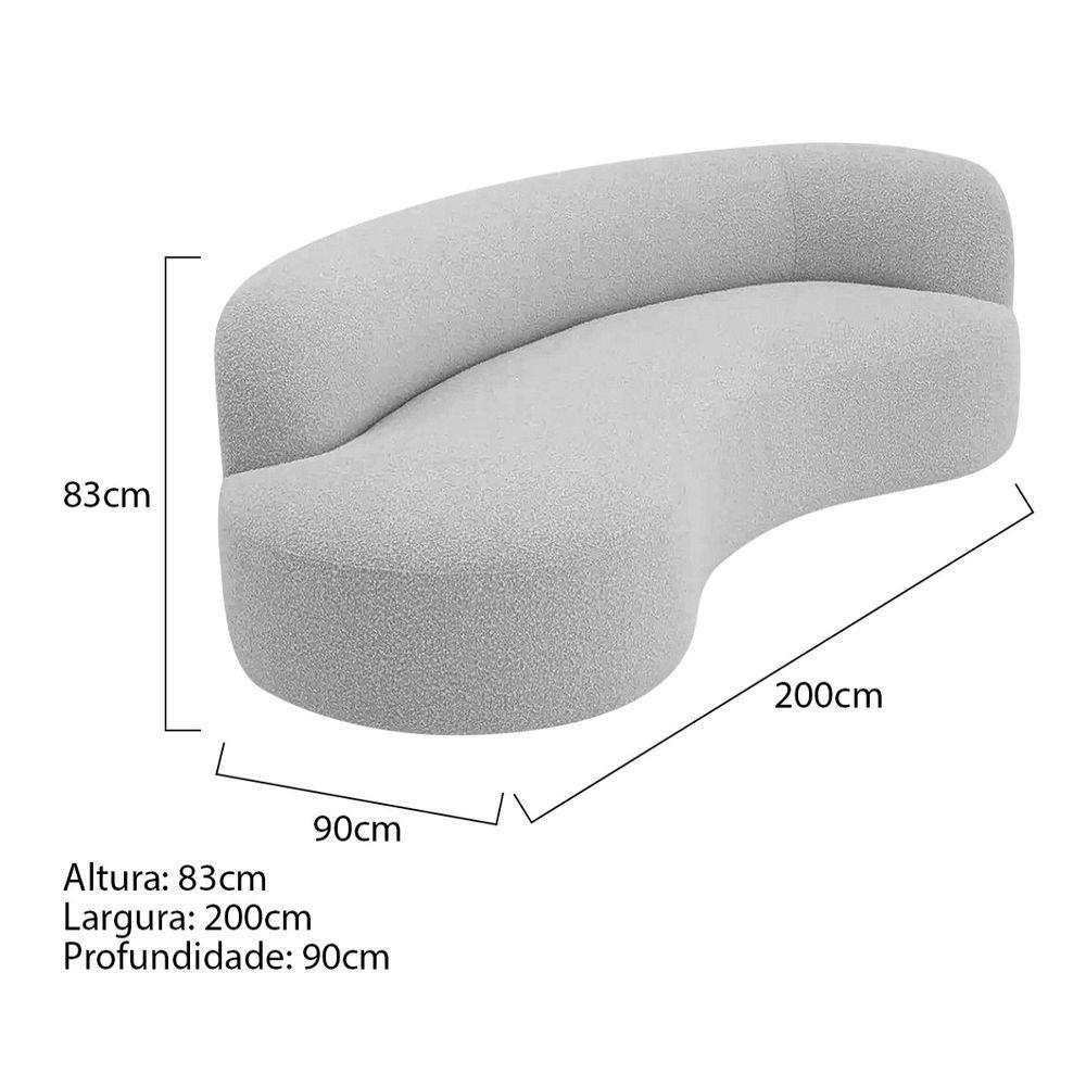 Miniatura Divã Recamier Orgânico Tokyo 200cm Lado Esquerdo Linho Cinza