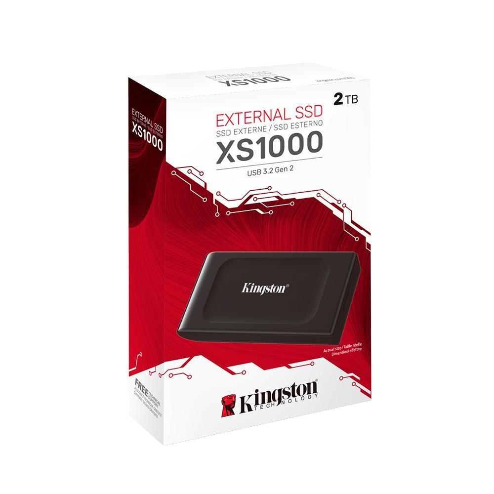Miniatura SSD Externo 2TB Kingston XS1000 Portátil USB 3.2 - Preto