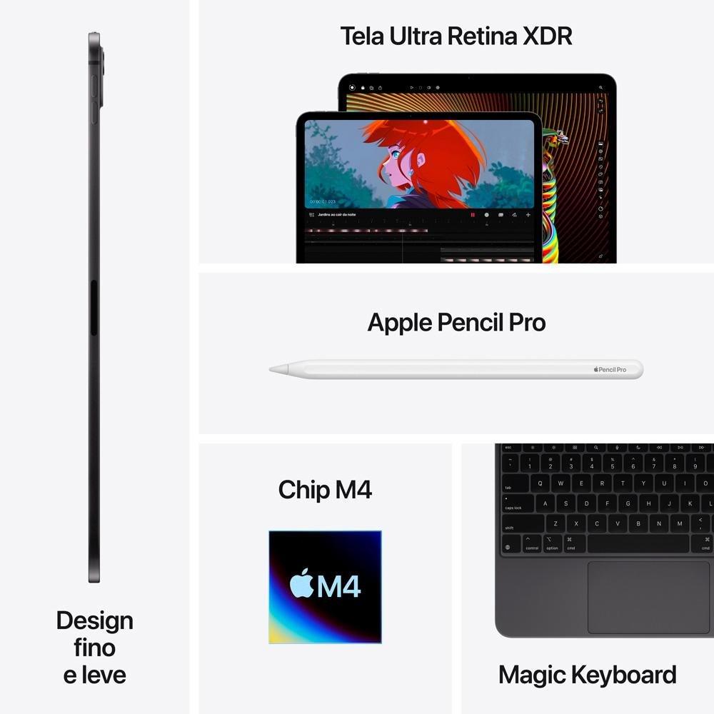 Miniatura iPad Pro Apple, Tela 13", 512GB, Chip M4, Wi-Fi, Câmera Traseira 12MP, iPadOS 17, Prateado - MVX53BZ/A