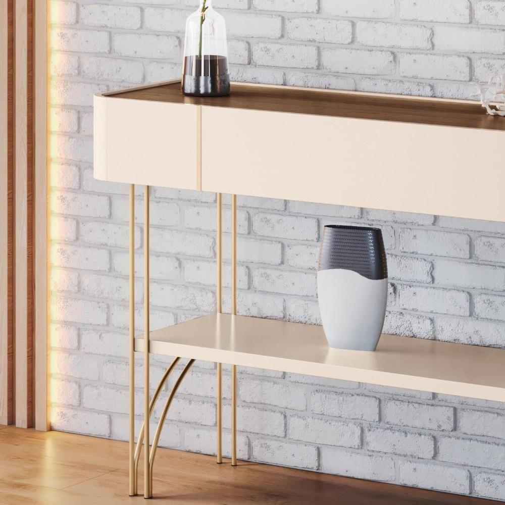 Miniatura Aparador Sala De Estar Vivant Off White-castanho - Hb Móveis Off White-castanho