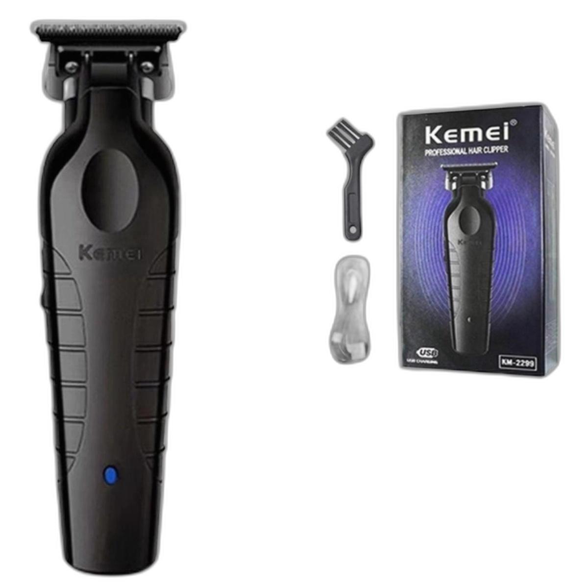 Miniatura Kemei Km-2299 Maquininha Cortar Cabelo Barba E Pelos Preto