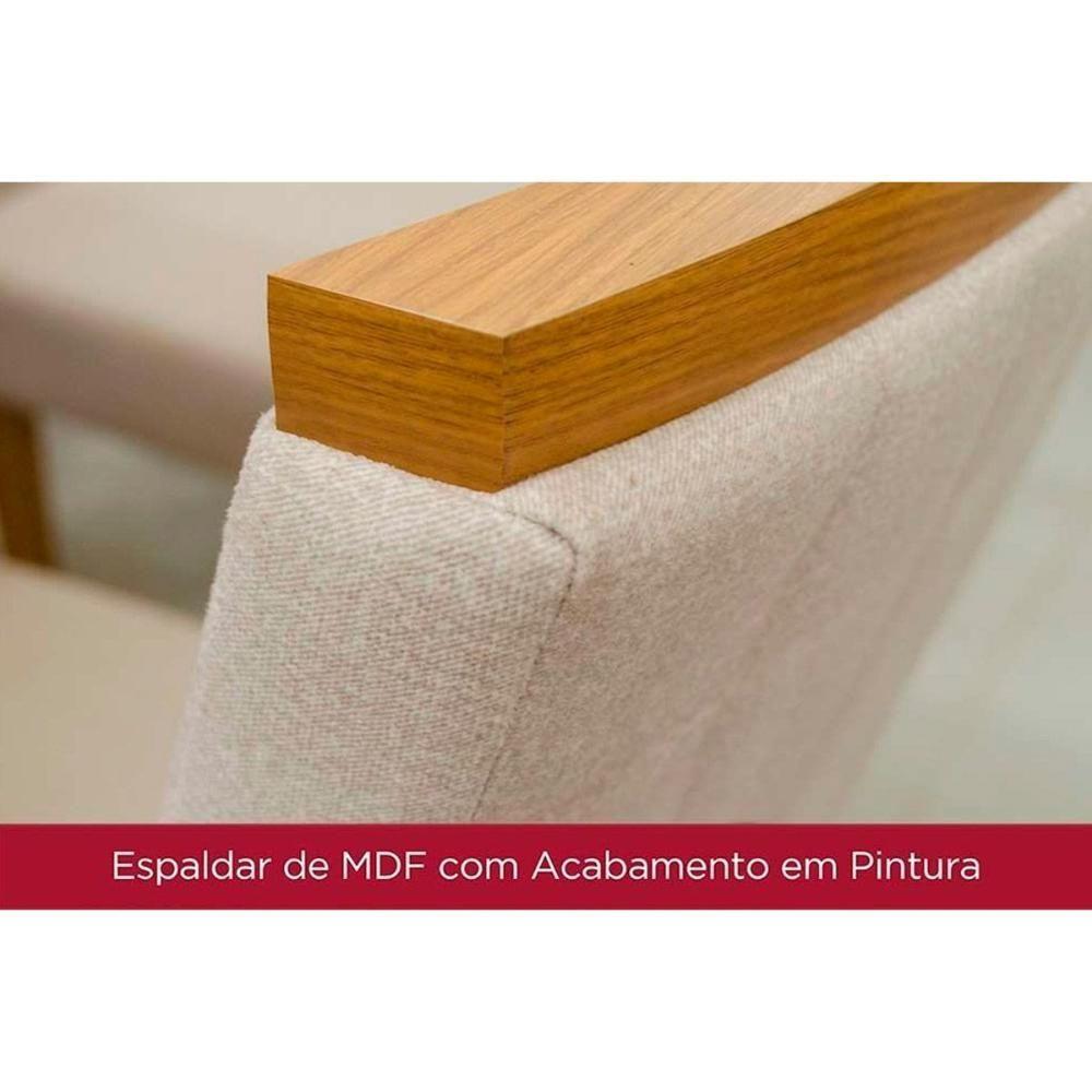 Sala De Jantar Completa Lins Sc91 Tampo Madeirado C- Vidro Canto Reto 120x80cm E 4 Cadeiras Vita Nature-veludo Light Linho - Henn