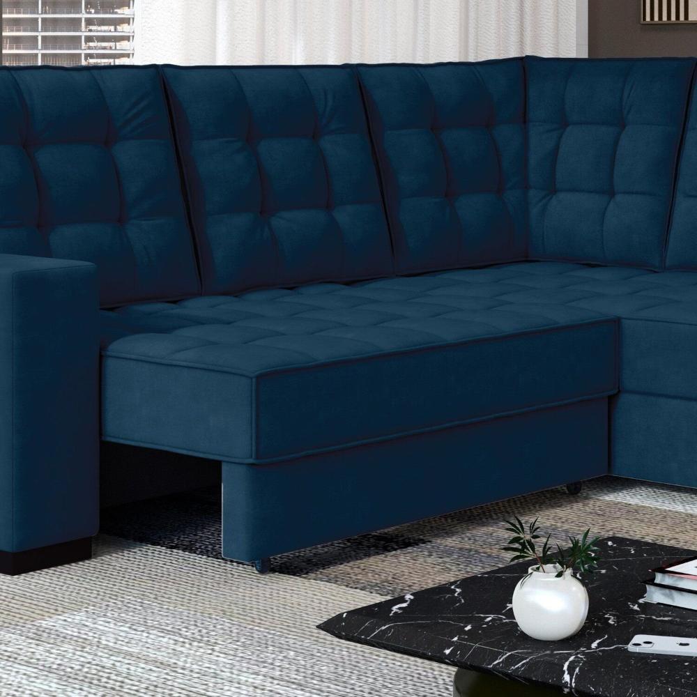 Miniatura Sofá Canto Retrátil e Reclinável Munique Tamanho 220cm X 175cm Azul