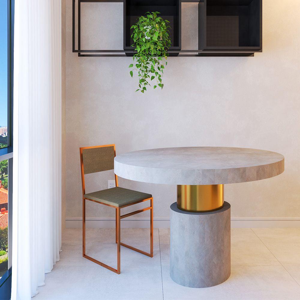 Miniatura Kit 2 Cadeiras De Jantar Assento Estofado Marrom Base Cobre