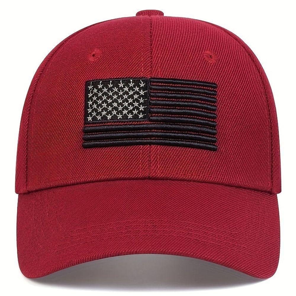 Miniatura Boné Casual Ajustável Com Bandeira Americana Para Homens, Ideal Para Primavera/outono/inverno Vermelho