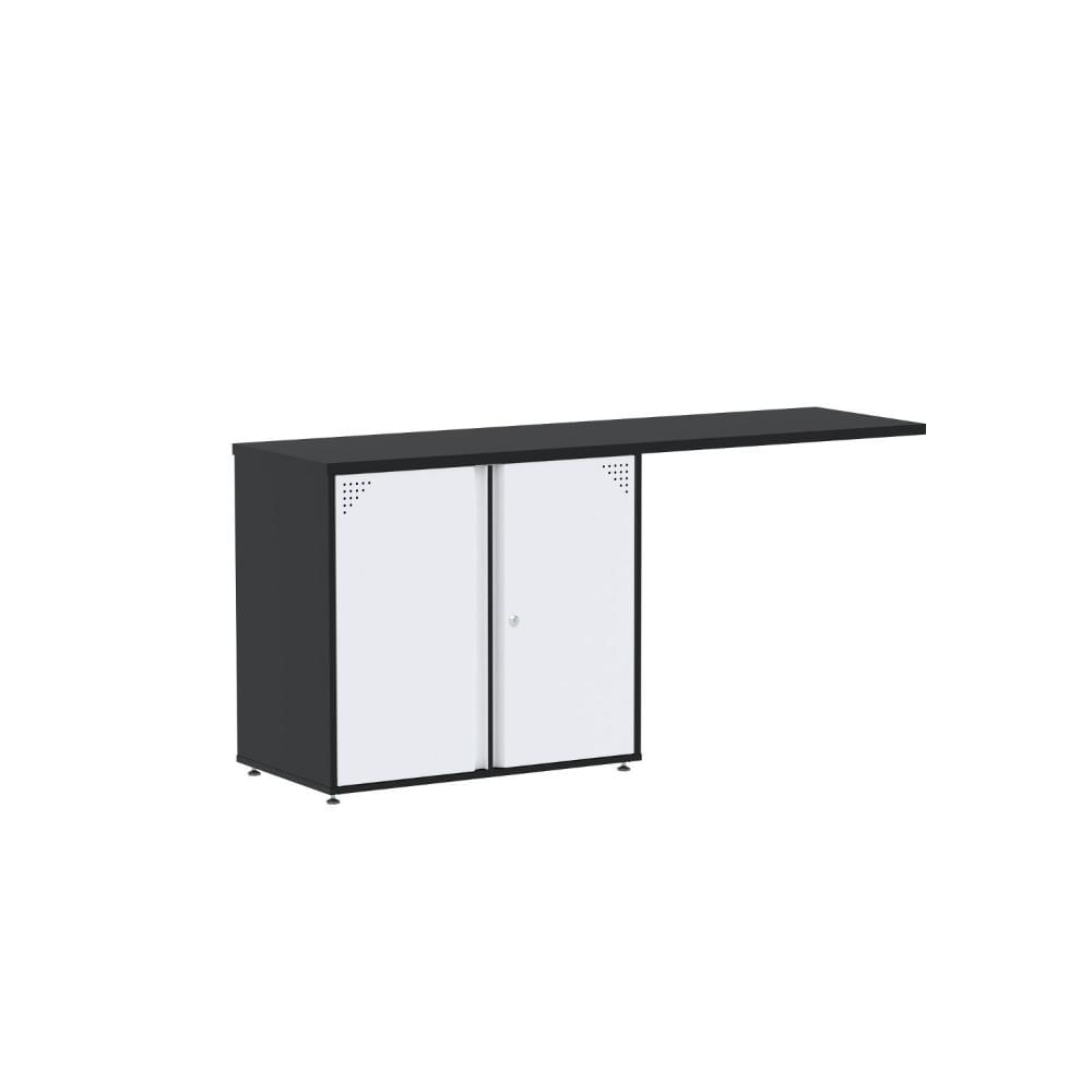 Miniatura Armário Baixo com Conexão Tampo 156cm Preto/Branco