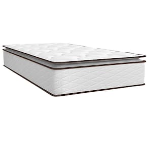 Miniatura Cama Box de Solteiro Umaflex New Itália com Molas Ensacadas e Pillow Top D26 - 63x88x188cm - Branco/Marrom