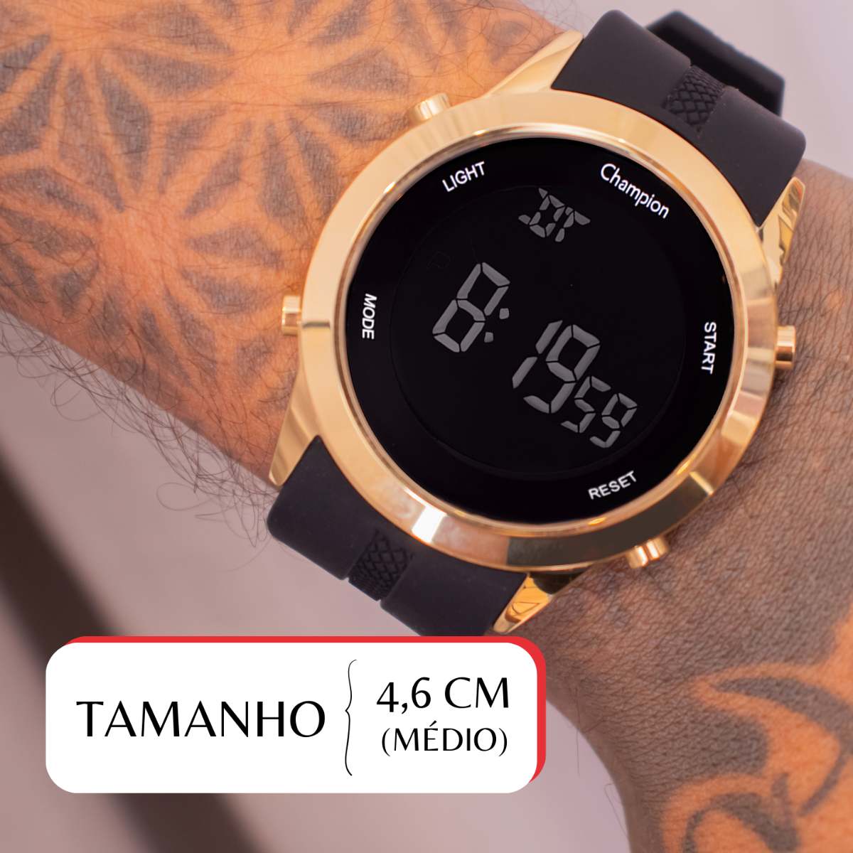 Miniatura Relógio de Pulso Masculino Champion Digital Dourado Silicone CH40259B