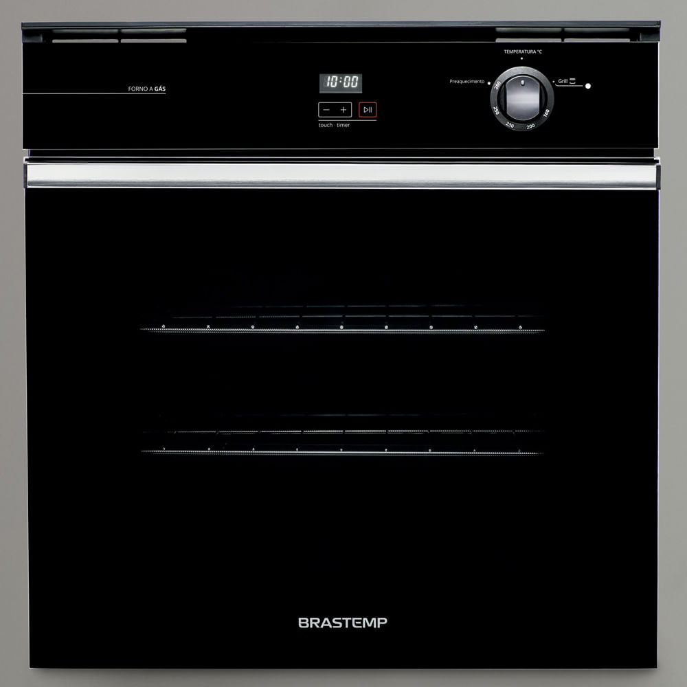 Forno de embutir a gás Brastemp 78 litros Preto com grill e timer touch 220V