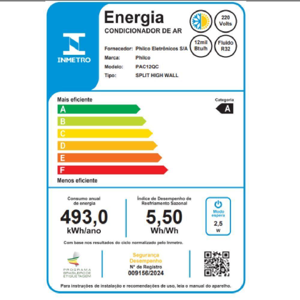 Ar Condicionado Split Inverter Philco 12000 BTUs Quente e Frio 220V PAC12QC