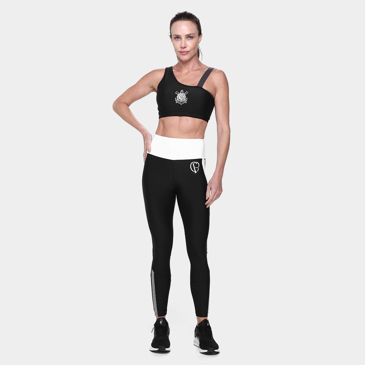 Miniatura Calça Legging Corinthians Coimbra Fitness Feminina Preto - EGG