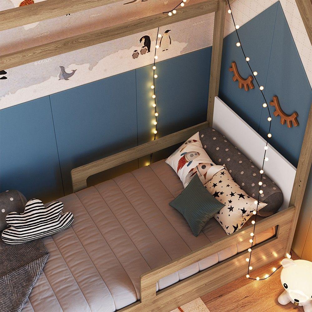 Cama Infantil Casinha Com 2 Gavetas Infix C06 Branco/aveiro - Mpozenato