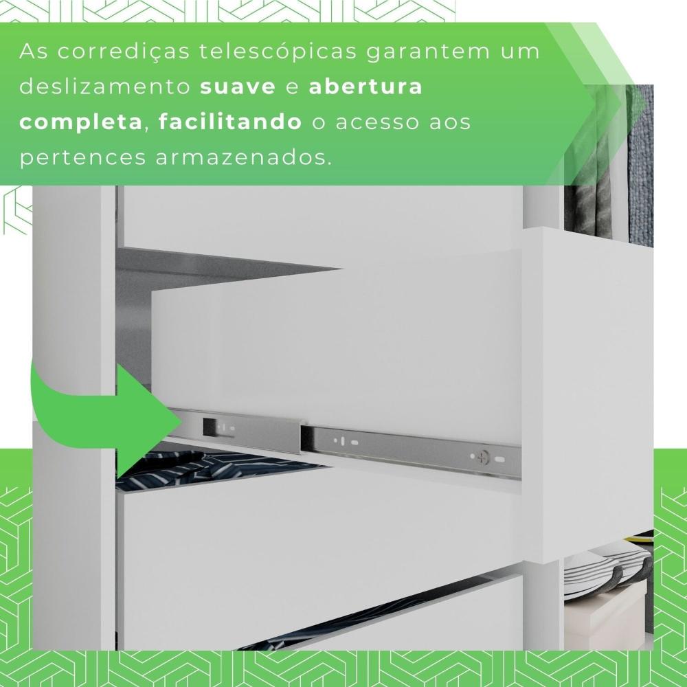 Guarda-roupa 4 Gavetas 6 Portas com Espelho Lisboa Branco