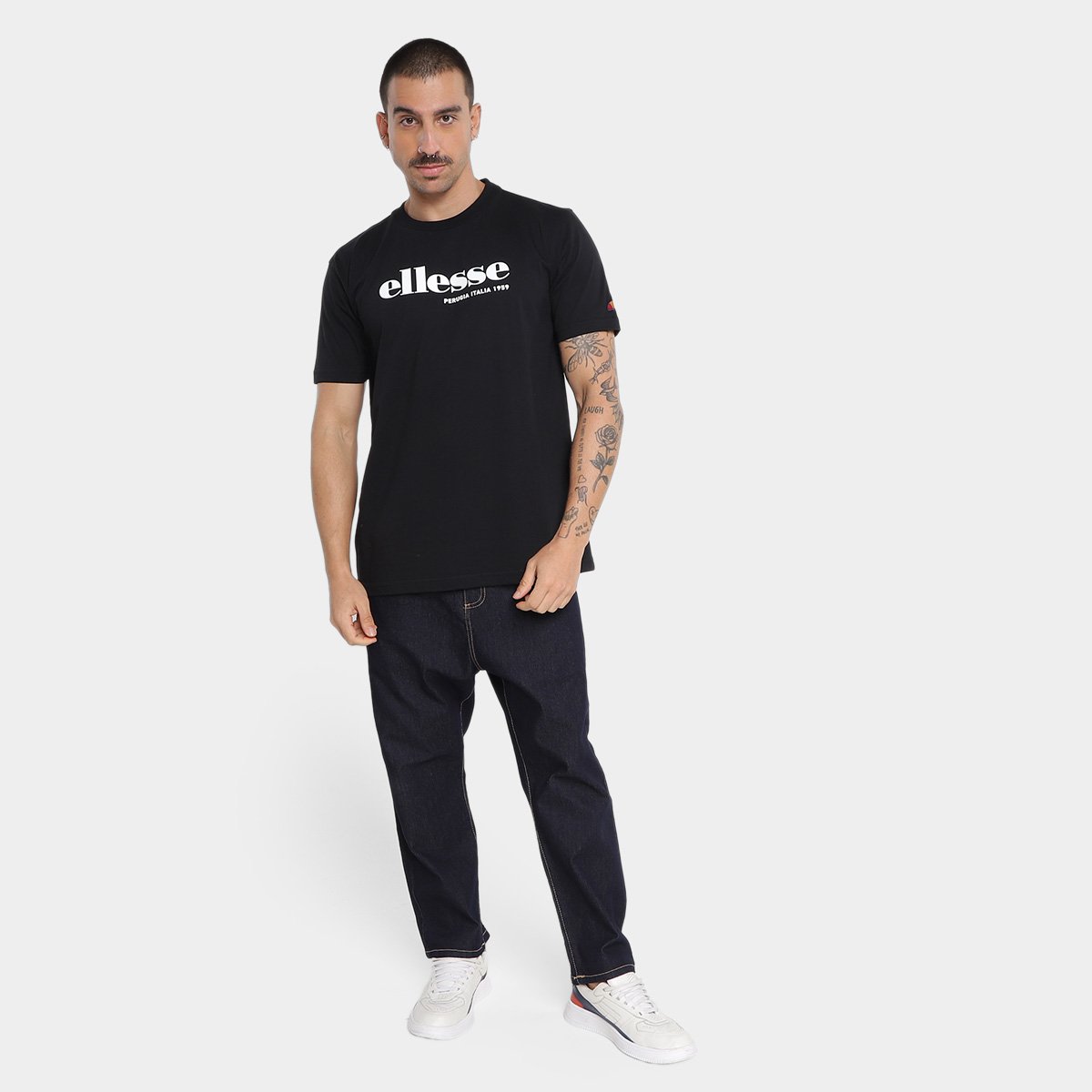 Miniatura Camiseta Ellesse Logo Perugia Itália Masculina Preto - G