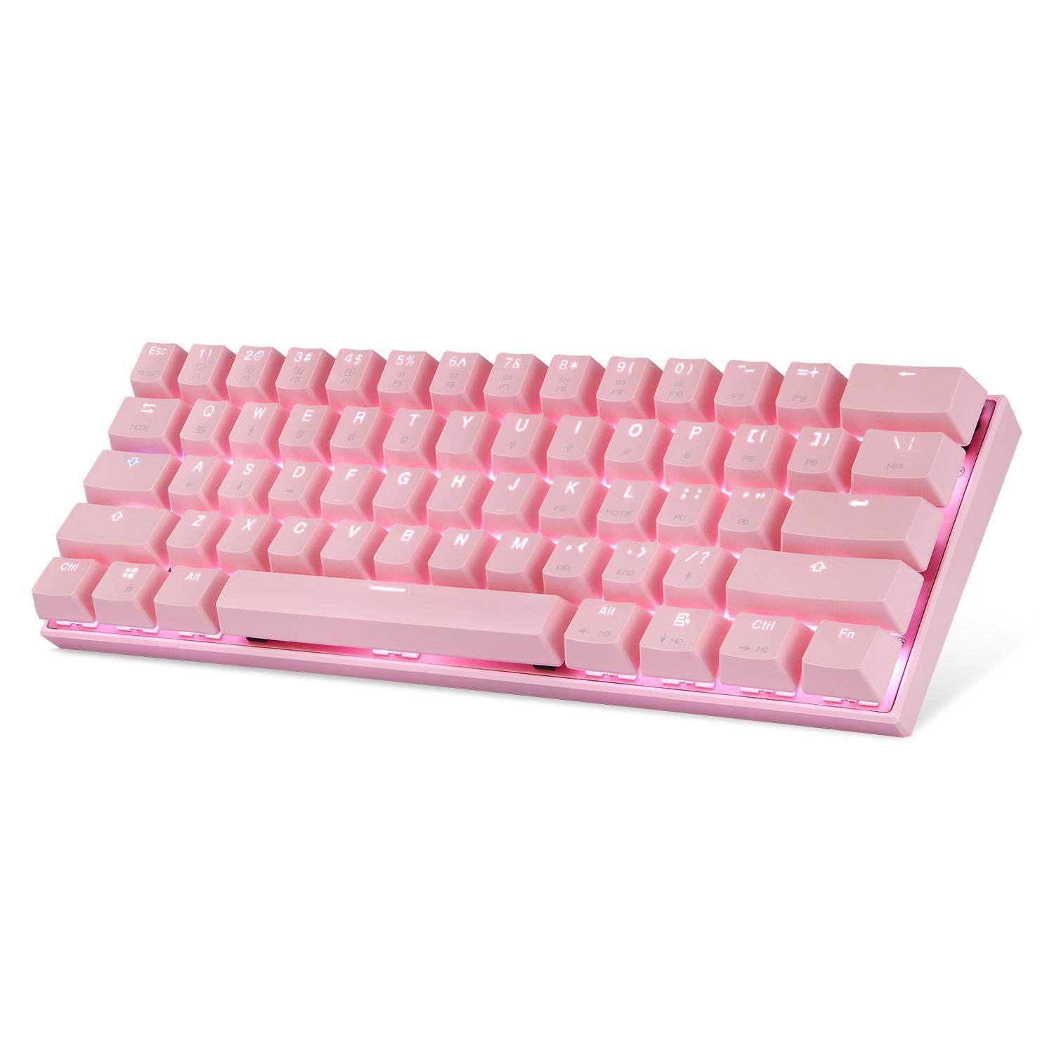 Miniatura Teclado Mecânico Gamer Motospeed Ck62 Rosa Switch Azul