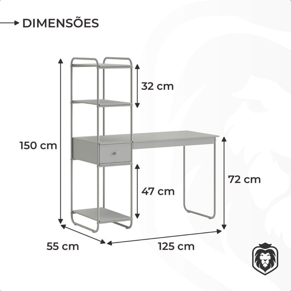 Miniatura Mesa Escrivaninha Industrial Escritório Com Prateleira Lateral Criare Preto