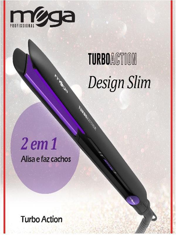 Miniatura Prancha De Cabelo Mega Turbo Action Roxo 450°F 230°C Bivolt Normalmente adolescentes ou a. - Feminino - Bivolt