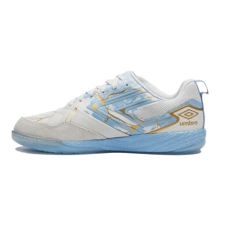 Chuteira Futsal Umbro Pro 5 Bump Kintsugi - Bcoazuldou - BCO/AZUL/DOU