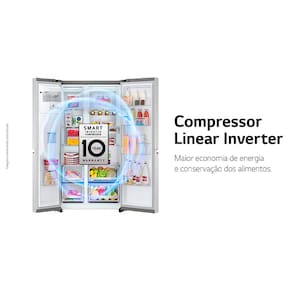 Miniatura Geladeira LG Side by Side Inverter GC-X257CSH Frost Free com Tecnologias InstaView, UVnano, Thinq e Craft Ice Aço Escovado - 598 L 110V