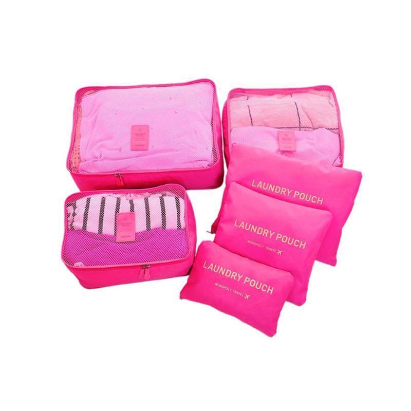 Miniatura Kit 6 Bolsas Organizadoras Para Mala / Bagagem- Pink