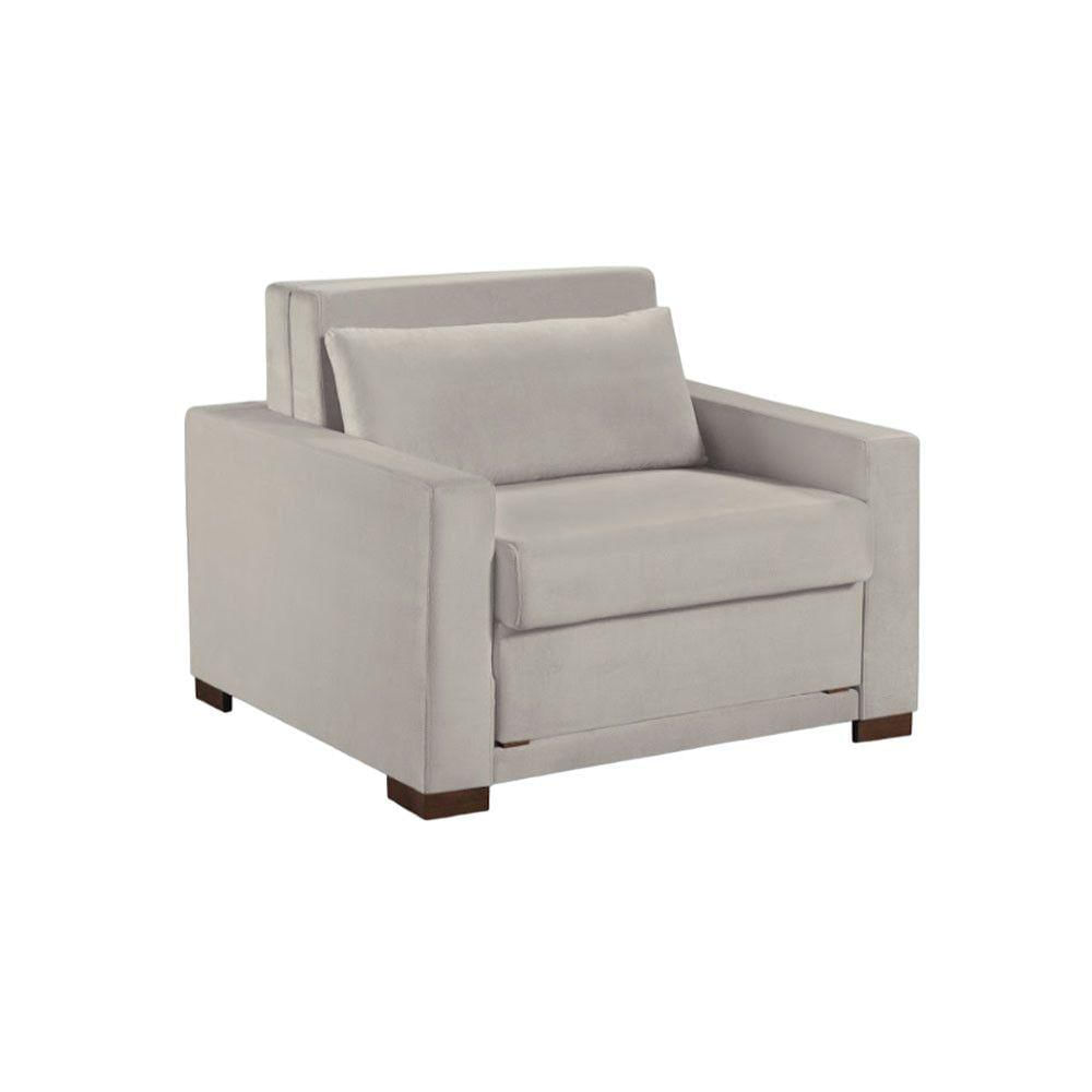 Miniatura Sofa Cama Solteiro Sofia 1 Lugar 110cm Talento Móveis Bege Claro